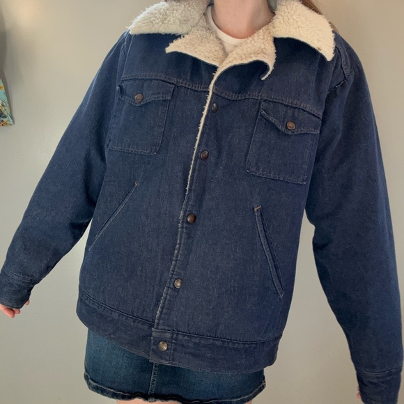 Vintage 1980s Dickies Men’s Sherpa Lined Denim Jacket Trucker. - Picture 5 of 14